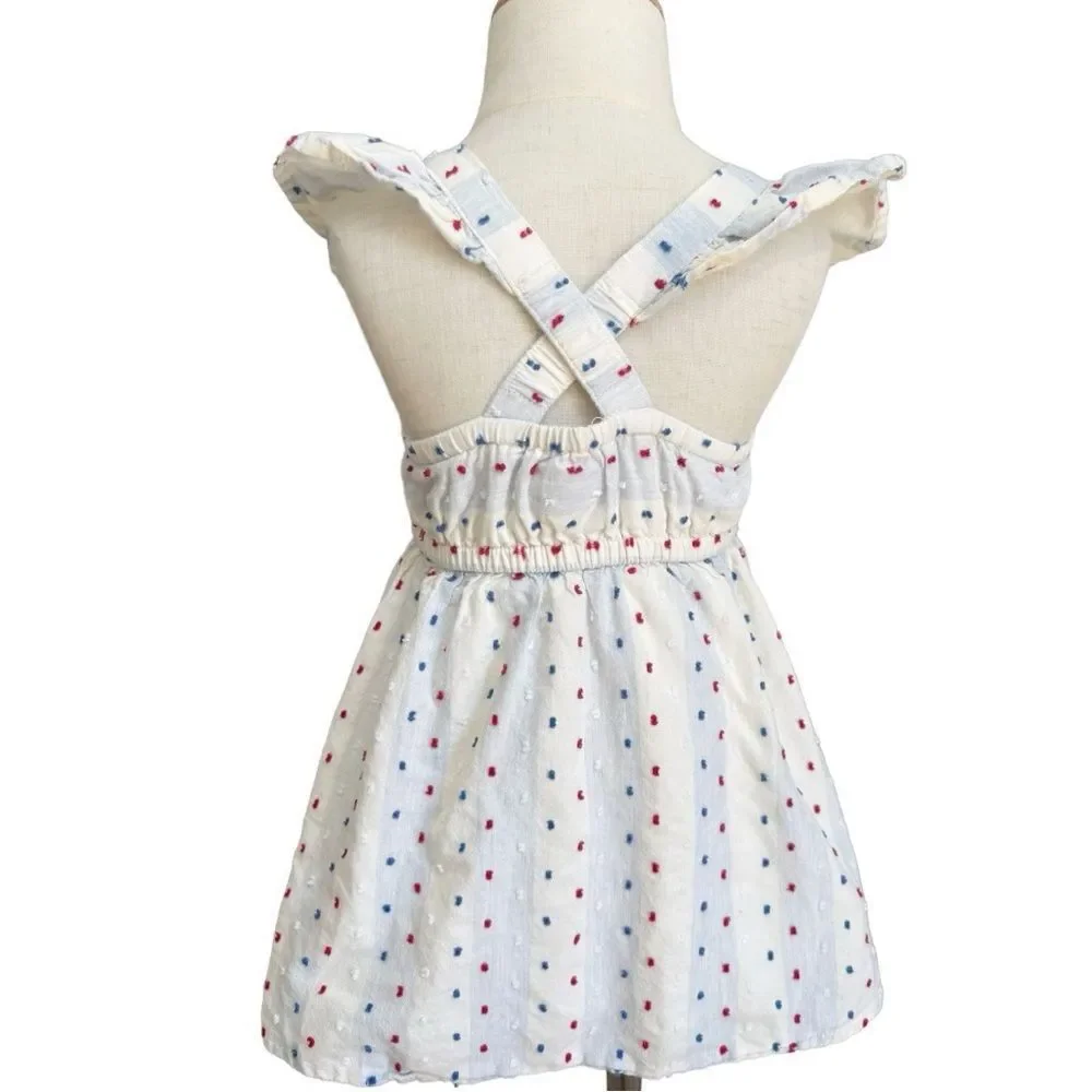 Cat & Jack Girls Short Sleeve Americana Cross Back Ruffle Dress. 18 Months.